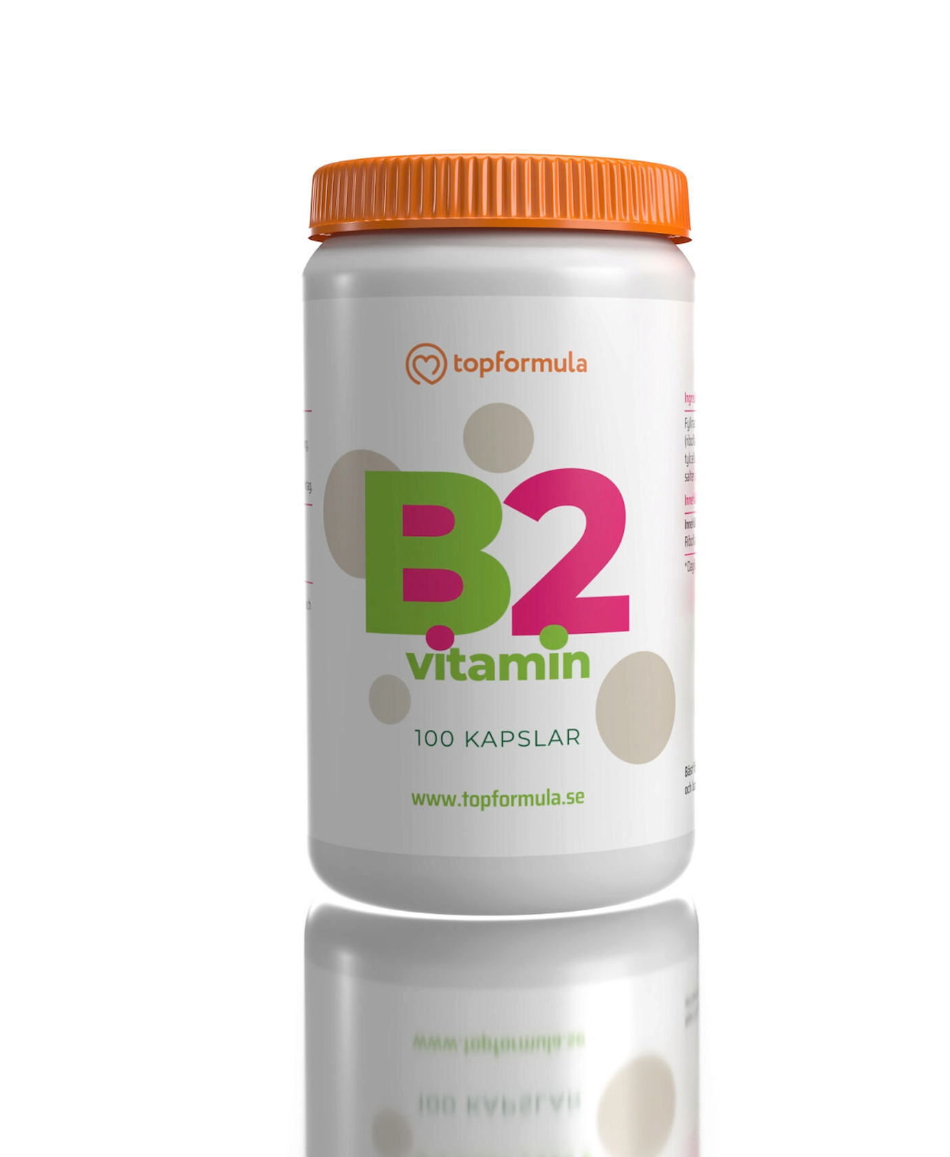 Topformula | Vitamin B2 | Riboflavin | 100 mg | 100 kapslar
