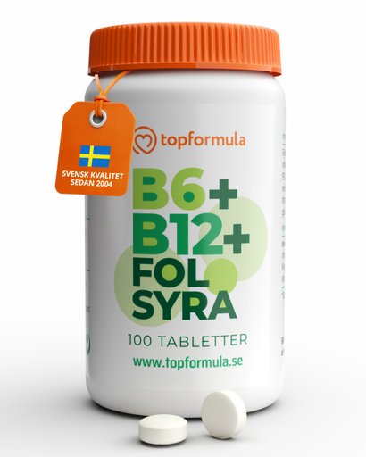 Topformula | B6+B12+Folsyra | 100 tabletter