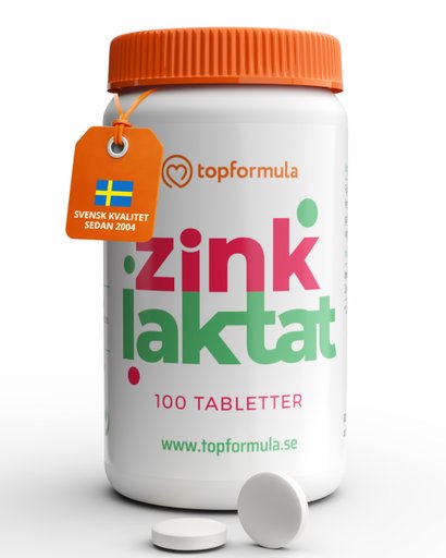 Topformula | Zinklaktat | 20 mg | 100 tabletter