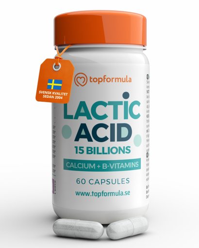 Topformula | Mjölksyra 15 miljarder + Kalcium & B-vitaminer | 60 kapslar