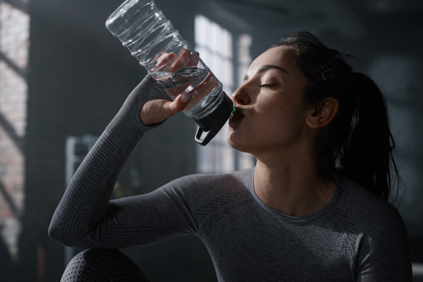 woman drinking water