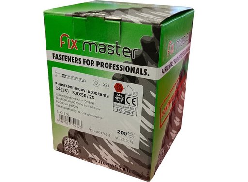 FIX MASTER ULTRA C4 PUURAKENNERUUVI 5X50mm T25 200KPL/PKT FIX MASTER ULTRA C4 PUURAKENNERUUVI 5X50mm T25 200KPL/PKT