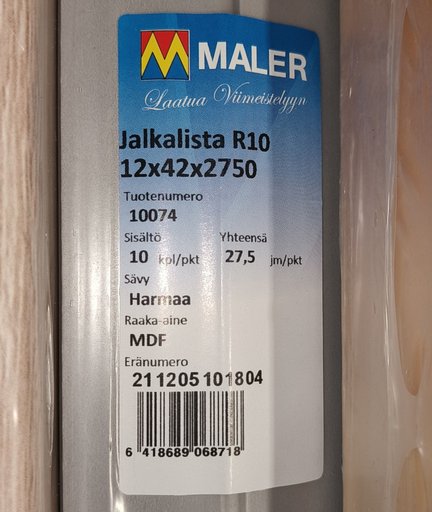 JALKALISTA R10 MDF 12X42X2750mm HARMAA 20 KPL/PKT