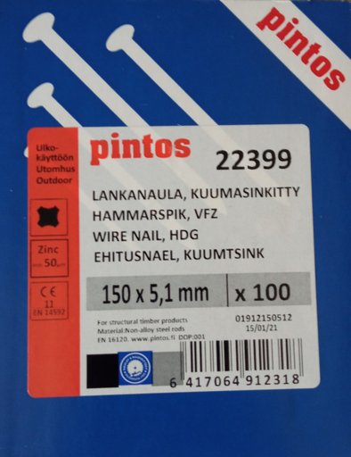 LANKANAULA 150X5,1mm KUUMASINKITTY 100KPL 