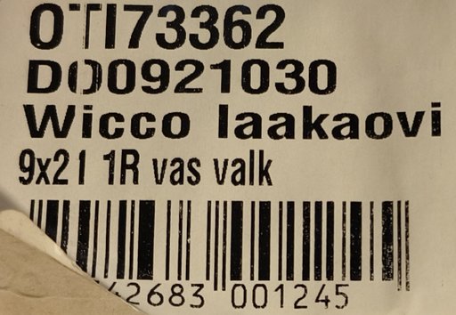 LASITETTU LAAKAOVI 9X21 1R VASEN VALKOINEN