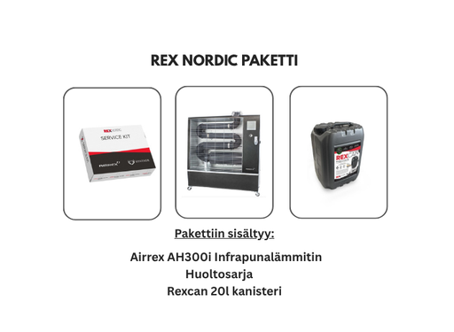 REXNORDIC LÄMMITINPAKETTI (LÄMMITIN+HUOLTOSARJA+REXCAN) REXNORDIC LÄMMITINPAKETTI (LÄMMITIN+HUOLTOSARJA+REXCAN)