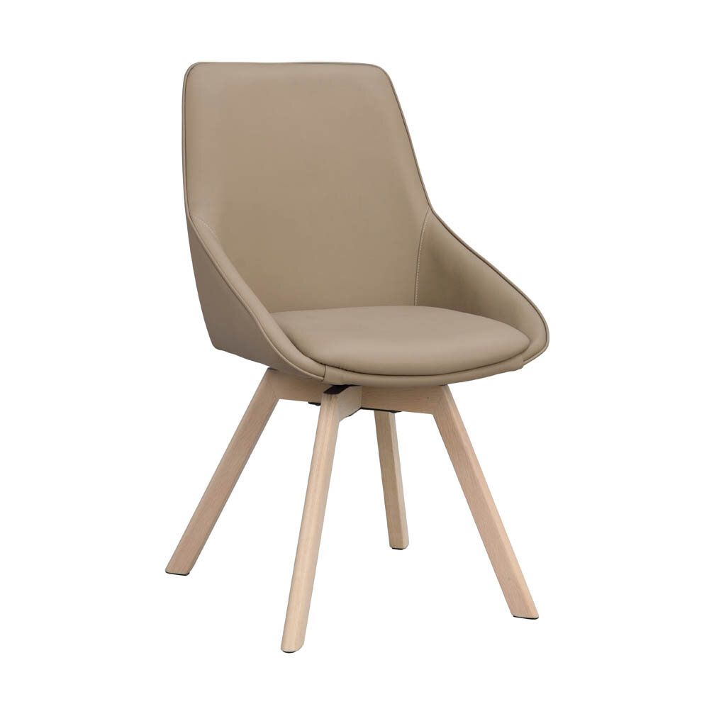 Alison stol läder med vitpigmenterade ekben snurrfunktion - Beige