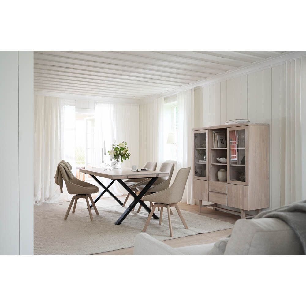Matgrupp Brooklyn 170 cm och 4 Alison beige vitpigmenterade stolar