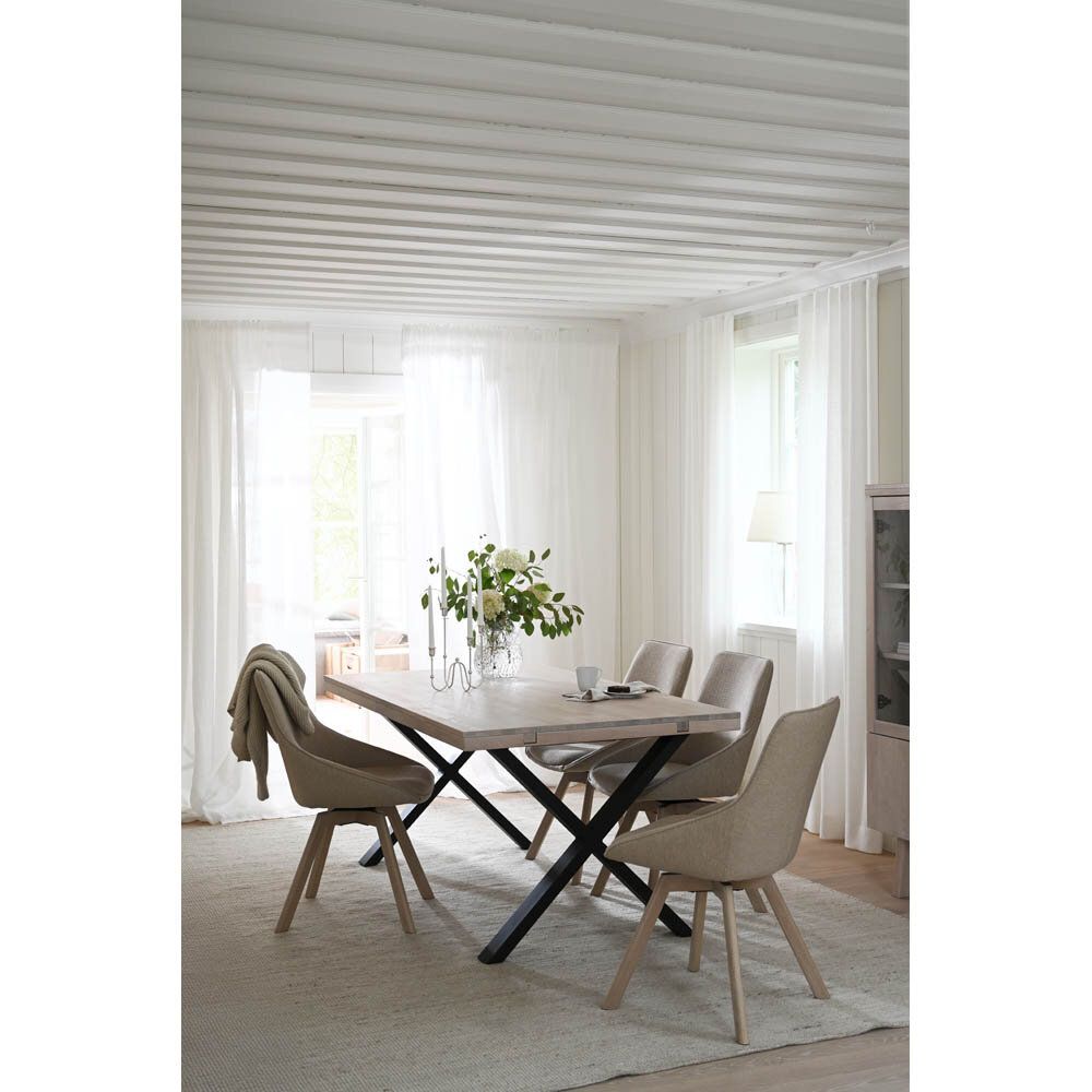 Matgrupp Brooklyn 170 cm och 4 Alison beige vitpigmenterade stolar
