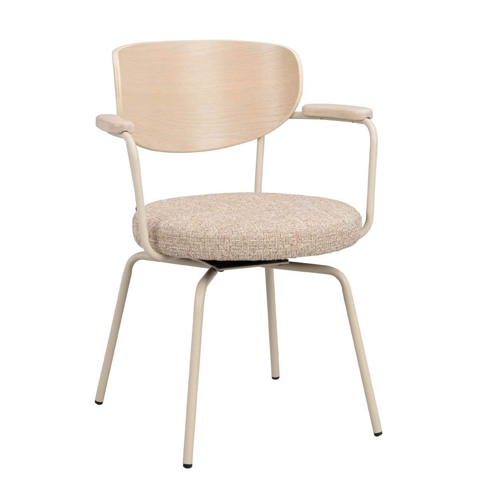 Merrick karmstol med snurrfunktion i vitpigmenterad ek - Beige