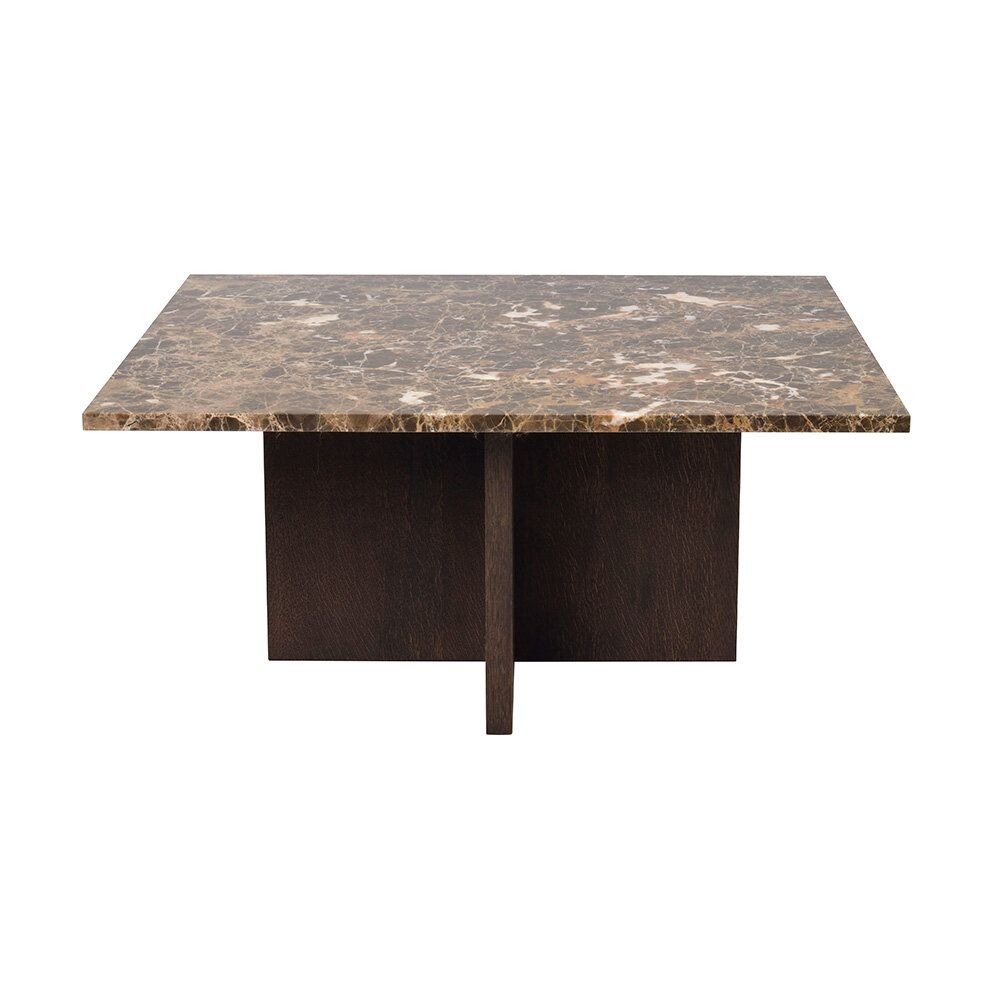 Brooksville soffbord 90x90 cm med bordsskiva i brun marmor - Brun