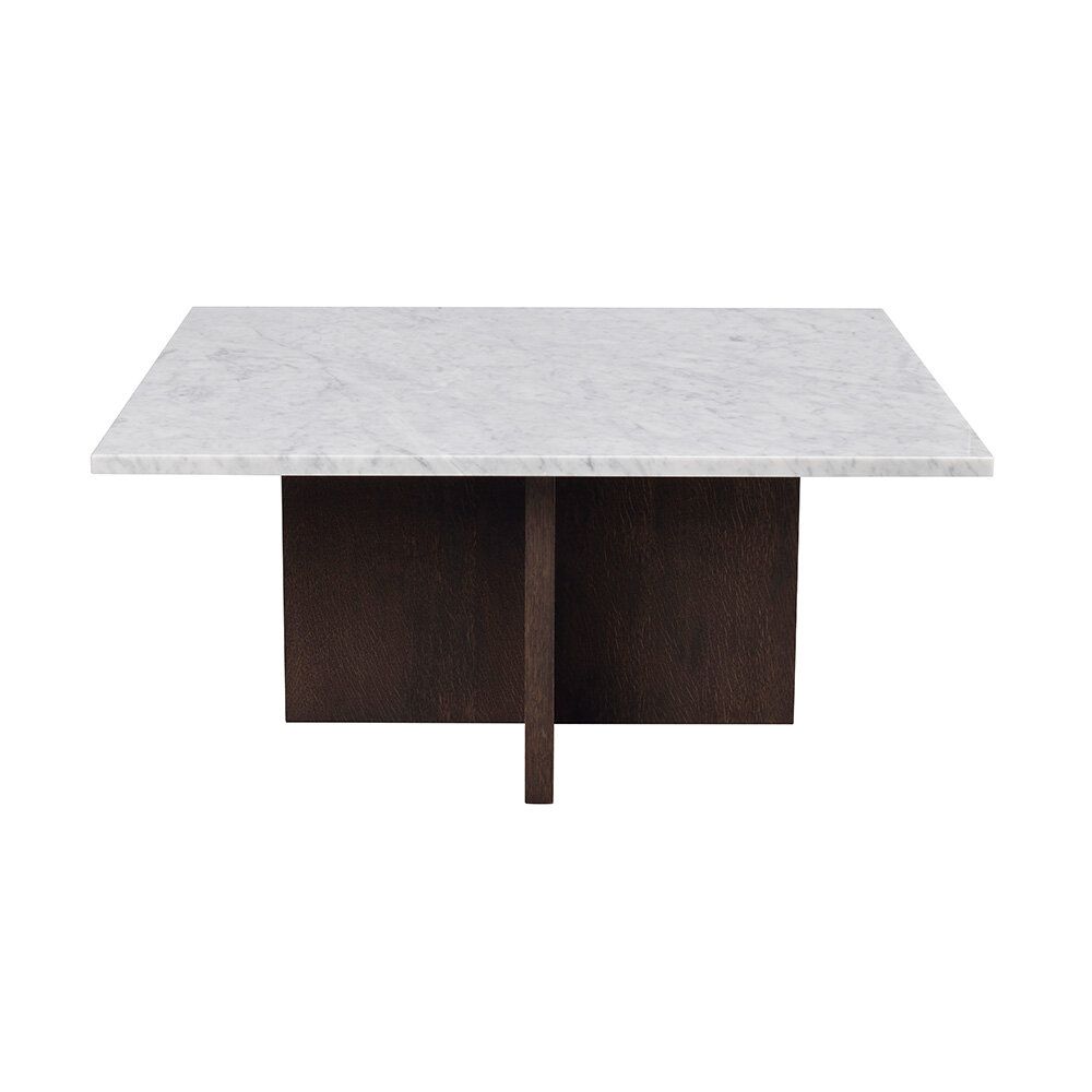 Brooksville soffbord 90x90 cm med bordsskiva i vit marmor - Brun
