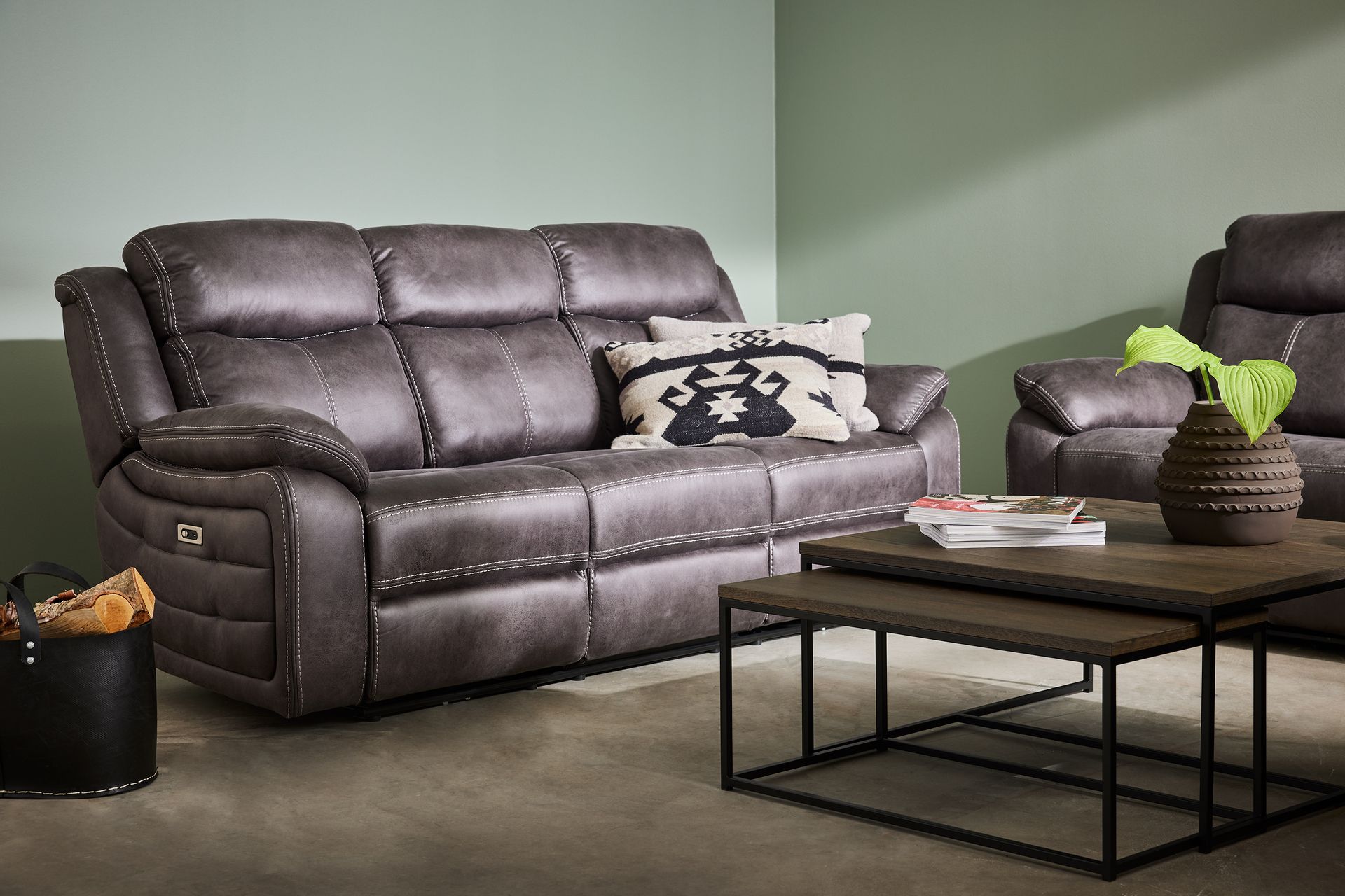 Teddy 3-sits recliner soffa EL Brun