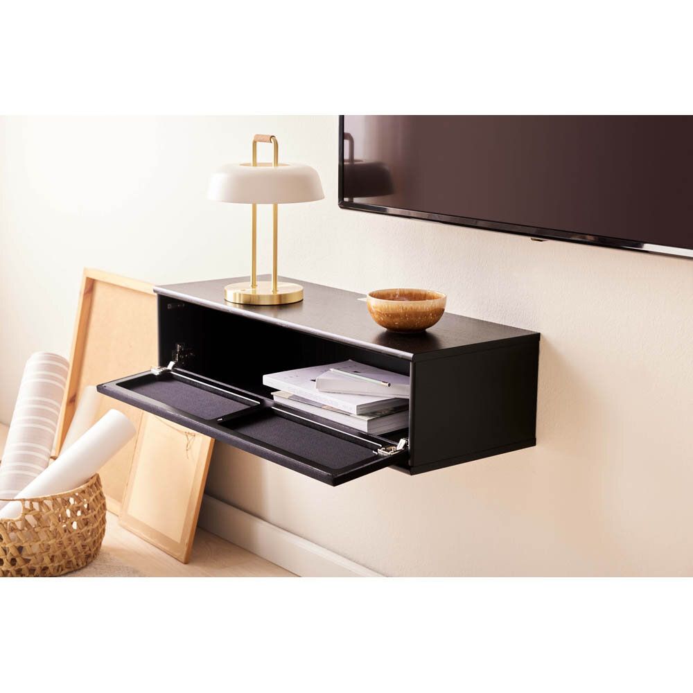 Mistral TV-bänk med tyglucka 89 cm svart