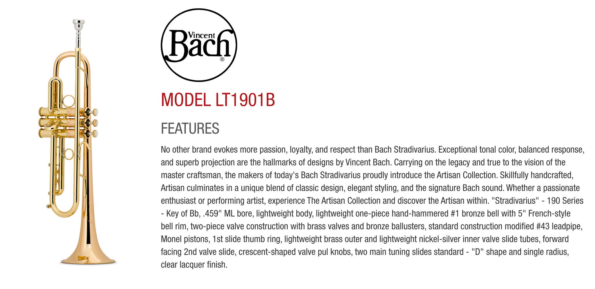 Trumpet Bach LT 190 1B Commercial Lack