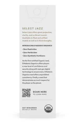 Rör D'Addario Organic Select Jazz Tenorsax Unfiled - 2S