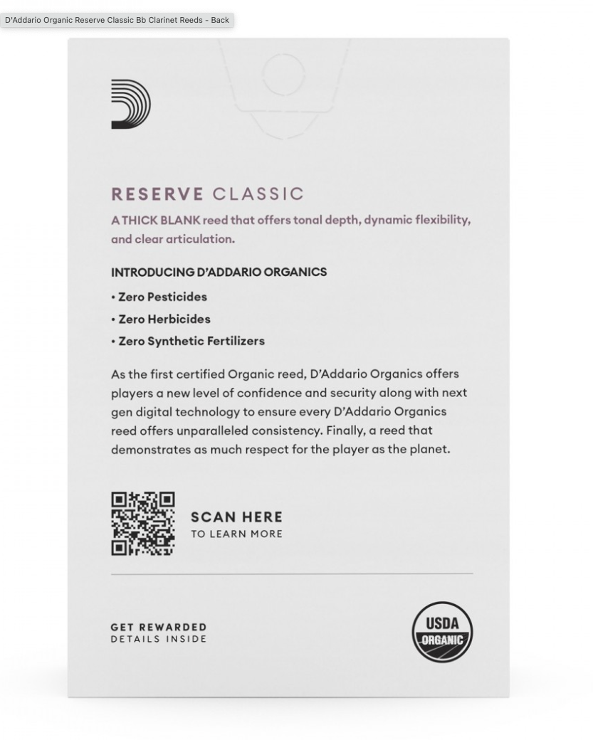 Rör D'Addario Organic Reserve Classic Bb-Klarinett - 2,0