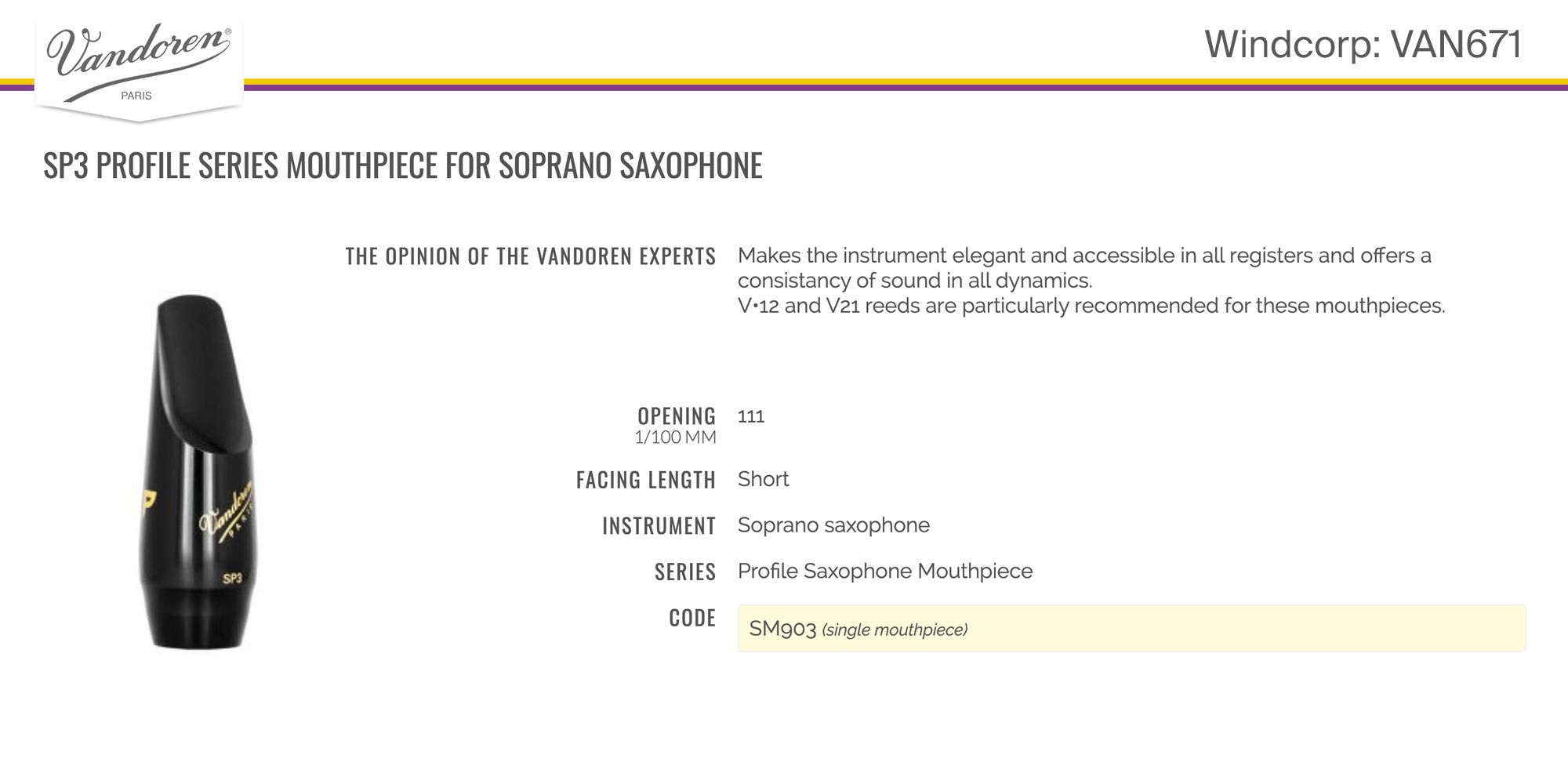 Munstycke Vandoren Sopran Profile SP3
