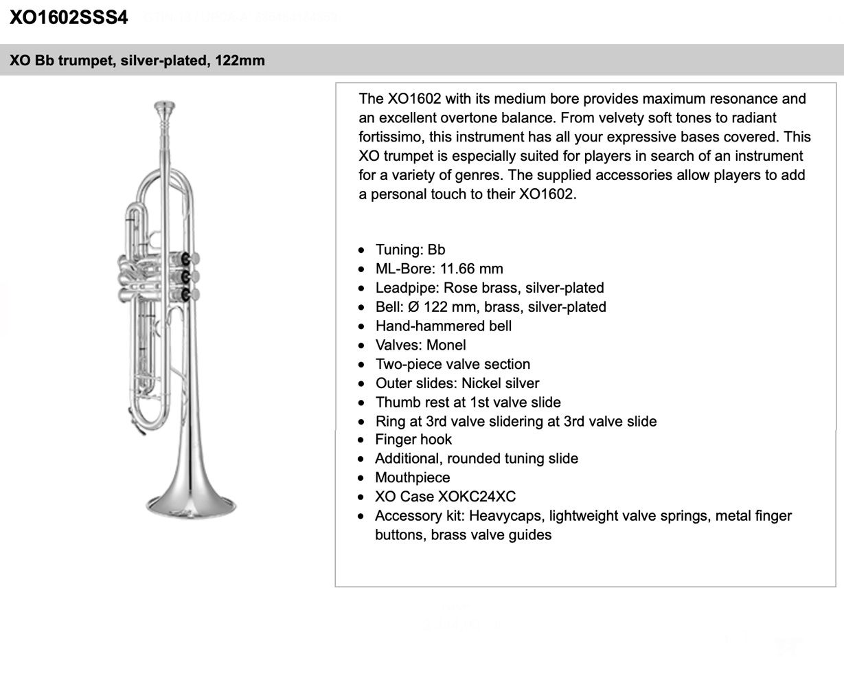 Trumpet XO 1602 silver