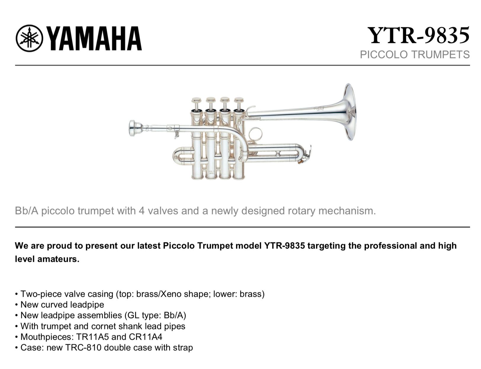 Piccolotrumpet Yamaha YTR-9835
