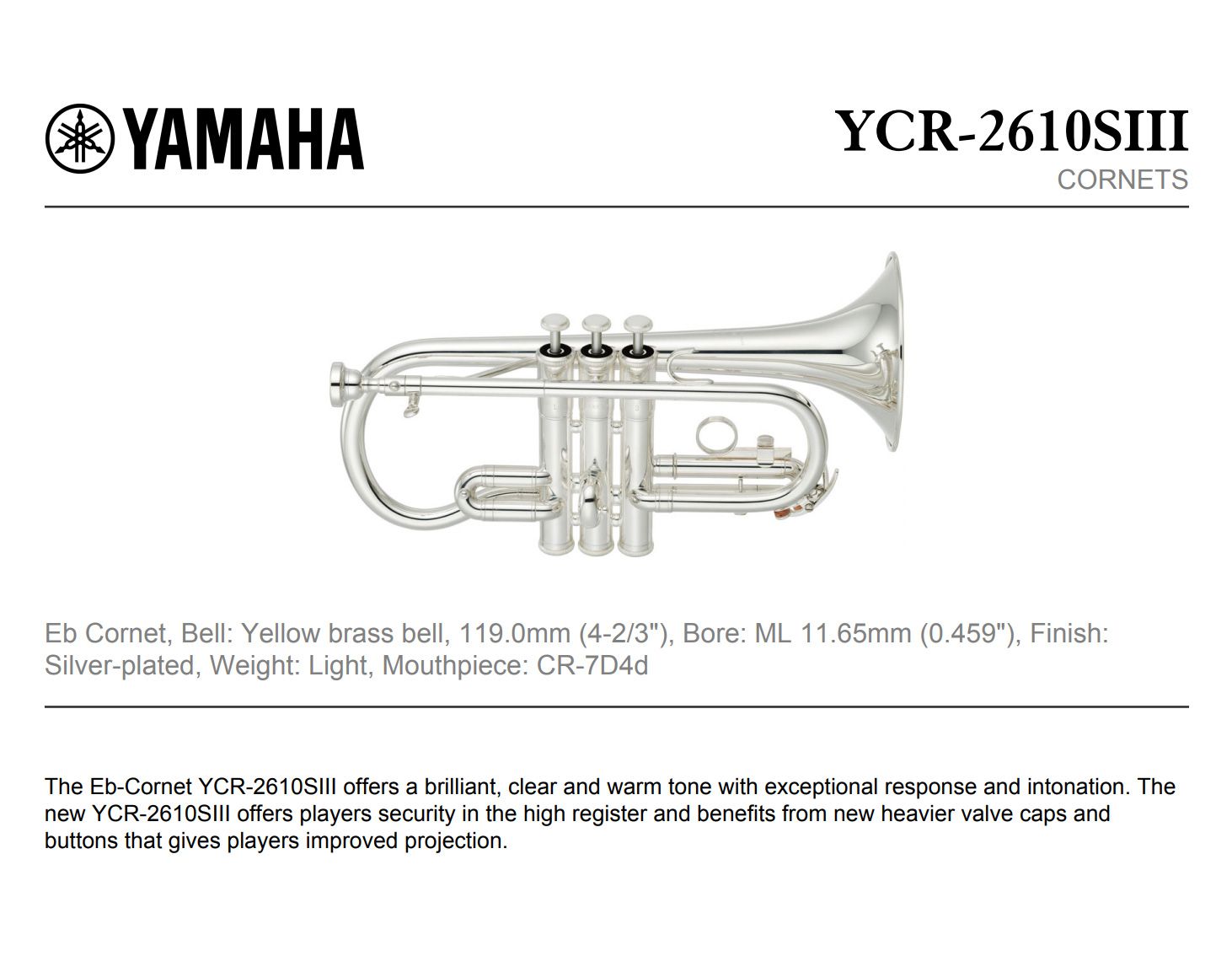 Kornett Eb Yamaha YCR-2610SII