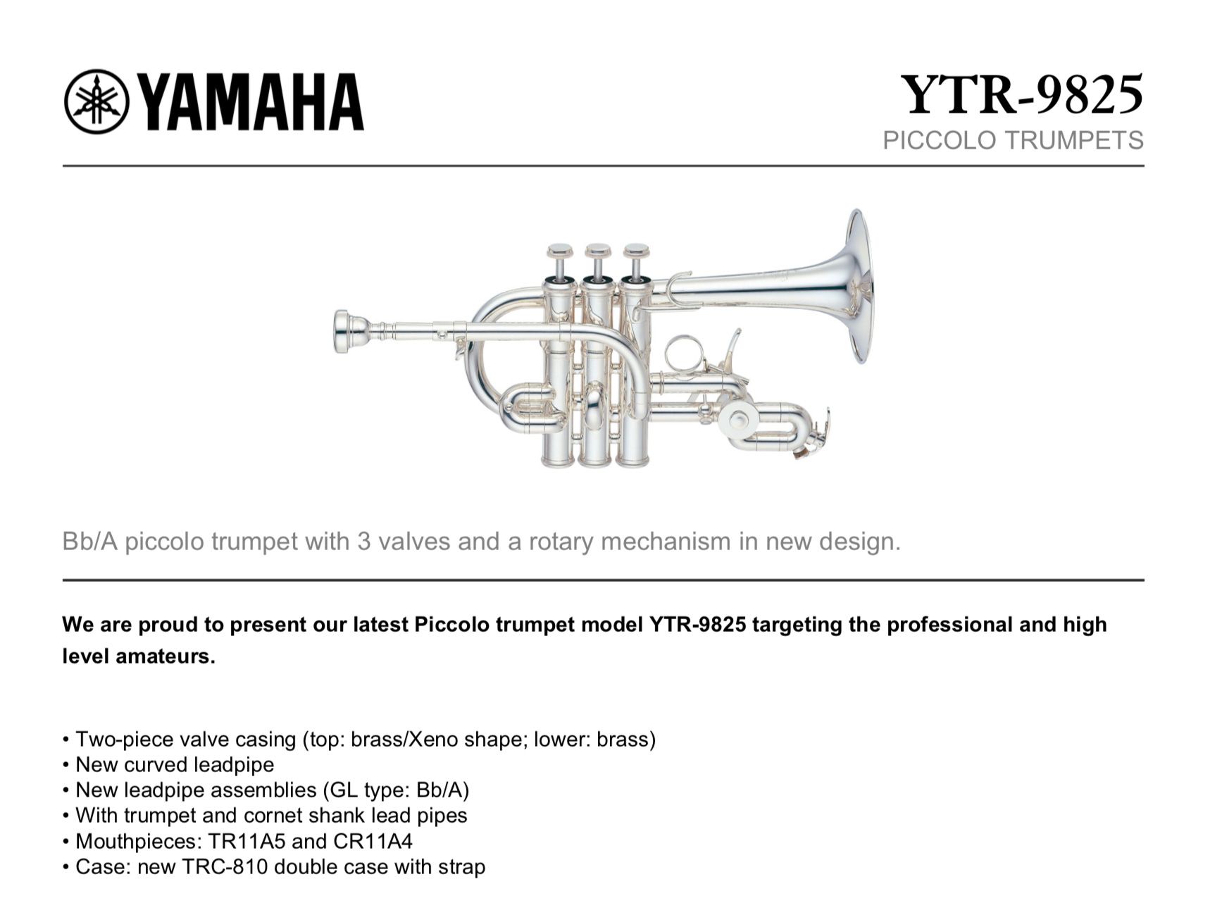 Piccolotrumpet Yamaha YTR-9825C