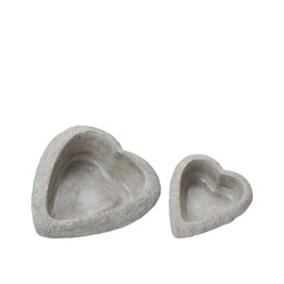 HEART Planter S/2 Grey - Grey - 26x32x10, 18x21x8cm