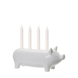 KIM Candle Holder Pig White Melange - White Melange - 27x9x11cm