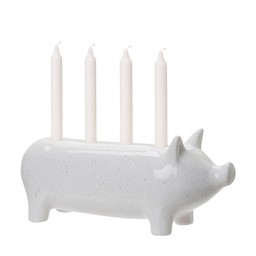 KIM Candle Holder Pig White Melange - White Melange - 40x11x16cm