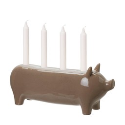 KIM Candle Holder Pig Brown Melange - Brown Melange - 40x11x16cm