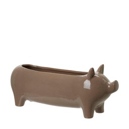 KIM Planter Pig Brown Melange - Brown Melange - 40x11x16cm