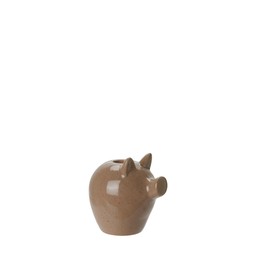 KIM Candle Holder Pig Brown Melange - Brown Melange - 9x8x9cm