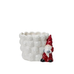 BORIS Santa Pot White/Red - White/Red - 17x13cm