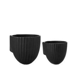 SIGRID Wall Pot S/2 Black Matt - Black Matt - 18x17 14x14cm