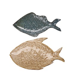 GALIA Fish Plate 2/S Beige, blue - Beige, blue - 22x17x2 18x10x2cm