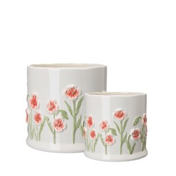 POPPY Pot 2/S White/Red - White/Red - 18x18 13x14cm