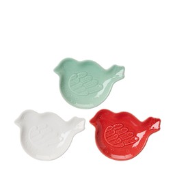 TINA Bird Saucer White, Grön, Röd - White, Grön, Röd - 15x10x2cm