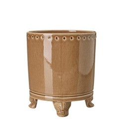 BL Pot w foot Brown Melange - Brown Melange - 16x18cm