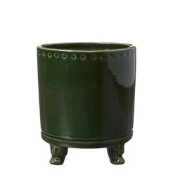 BL Pot w foot Green Melange - Green Melange - 16x18cm