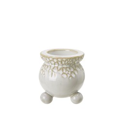 ANYA Candle Holder Offwhite Melange - Offwhite Melange - 9x10cm