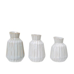 FLEUR Mini Vase Mix White Melange - White Melange - 7x11, 6x10, 7x9 cm