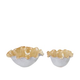 JULIETTE Bowl S/2 Yellow/White - Yellow, White - 23x11, 17x17cm