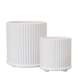 JULIANNE Pot S/2 White - White - 18x19 14x15cm
