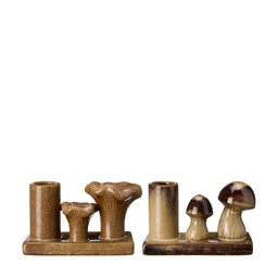 MUSHROOM Candle Holder Mix Brown Melange - Brown Melange - 13x6x8 12x5x8cm