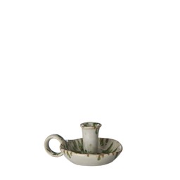 AMANDA Candle Holder Offwhite/Green Melange - Offwhite/Green Melange - 14x11x6cm