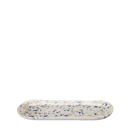 AMANDA Plate Offwhite/Blue Melang - Offwhite/Blue Melang - 29x12x3cm