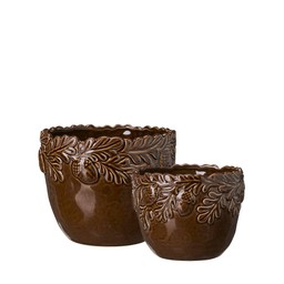 KLARA Pot S/2 Brown Melange - Brown Melange - 16x13 14x11cm