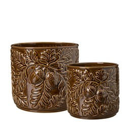KLARA Pot S/2 Brown Melange - Brown Melange - 19x19 15x15cm
