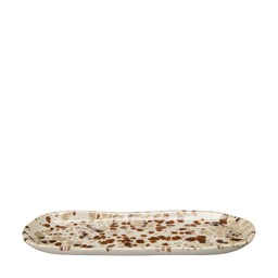 AMANDA Plate Offwhite/Brown Melange - Offwhite/Brown Melange - 29x12x3cm