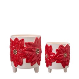 MALENA Pot S/2 White/Red - White/Red - 15x17 12x14cm